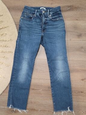 Good American Raw Hem Blue Denim